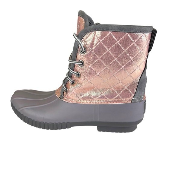 Marley Lilly Monogramed Pink & GreyDuck Boots Size 7 - Picture 7 of 16